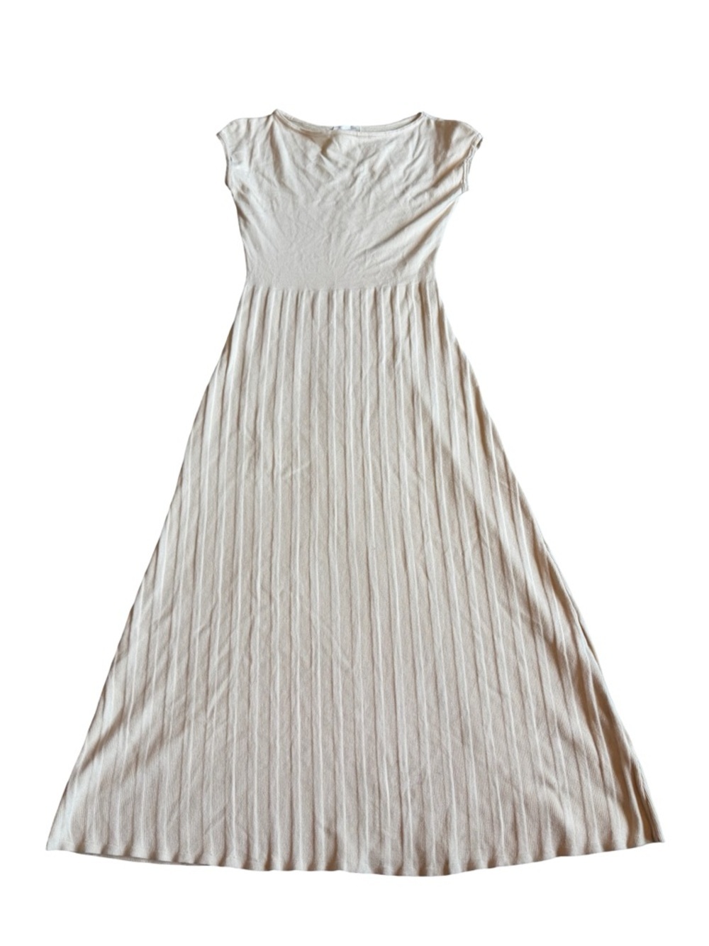Here Comes The Sun Stretchy Elegant Bone Dress Pleated Skirt Size Medium NWT
